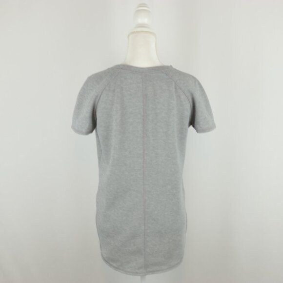 Athleta Women's Small Gray Heather White Knit Scoop Neck Short Sleeve Tee - Picture 3 of 8